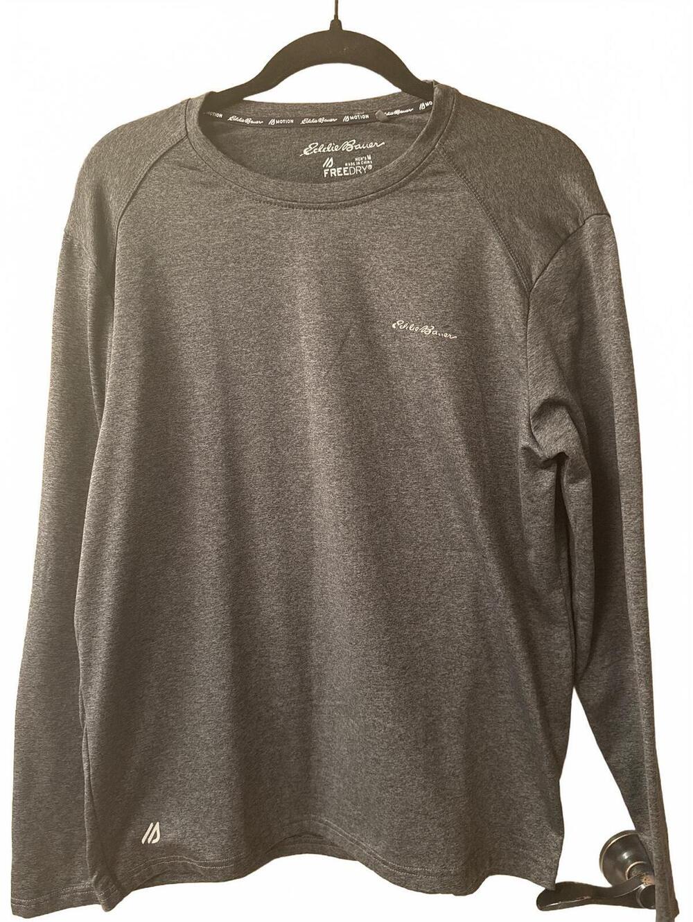 Eddie Bauer Men's Long Sleeve Grey Performance Shirt Size Medium